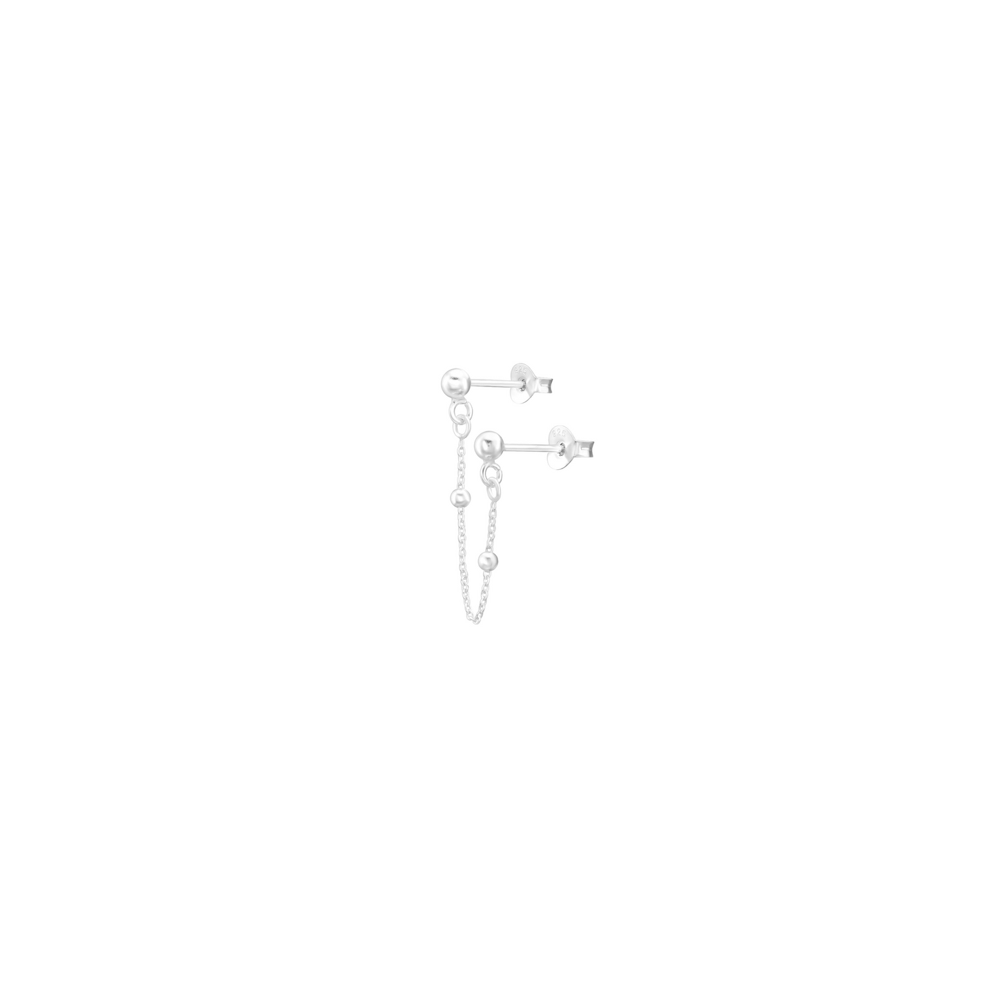 Cassie Silver Chain Drop Studs