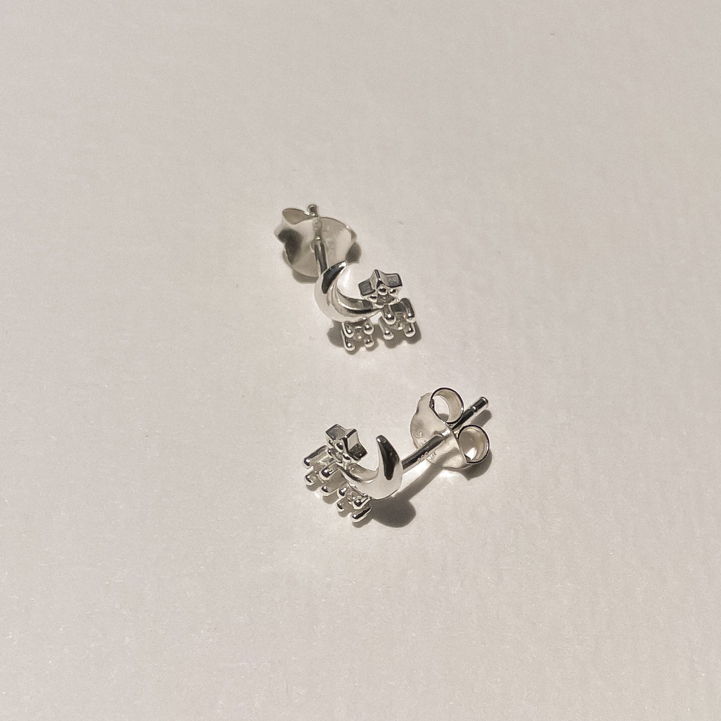 Lynx Moon Studs in Sterling Silver & CZ