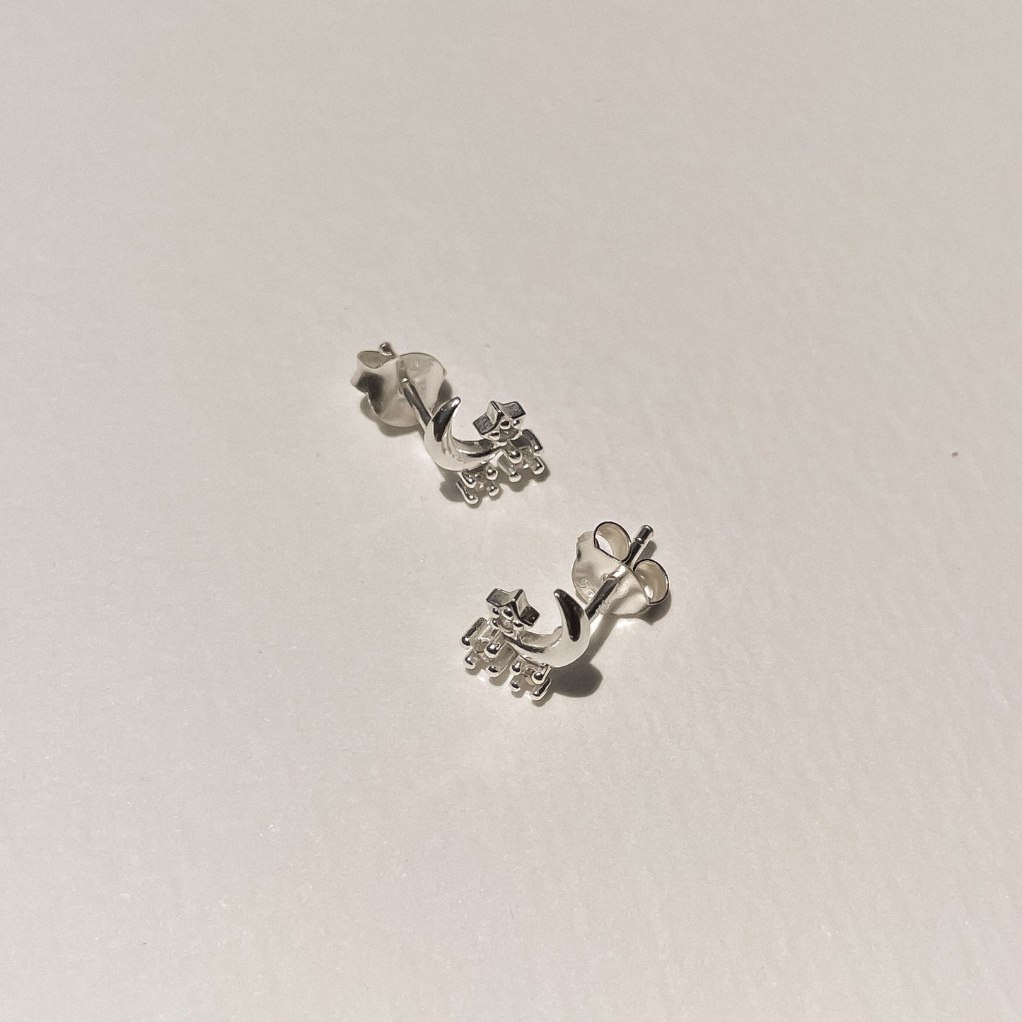 Lynx Moon Studs in Sterling Silver & CZ