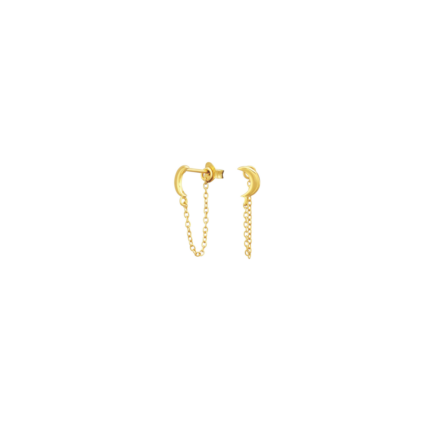 Phoebe Gold Moon Chain Drop Studs