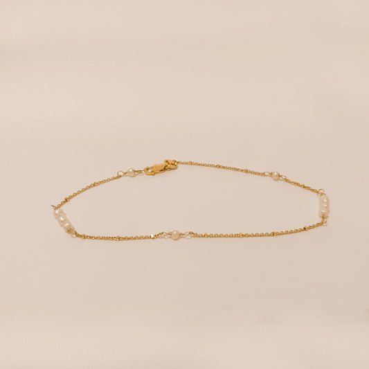 Addison - Solid 9k Gold Satellite - Seed Pearl - Bracelet