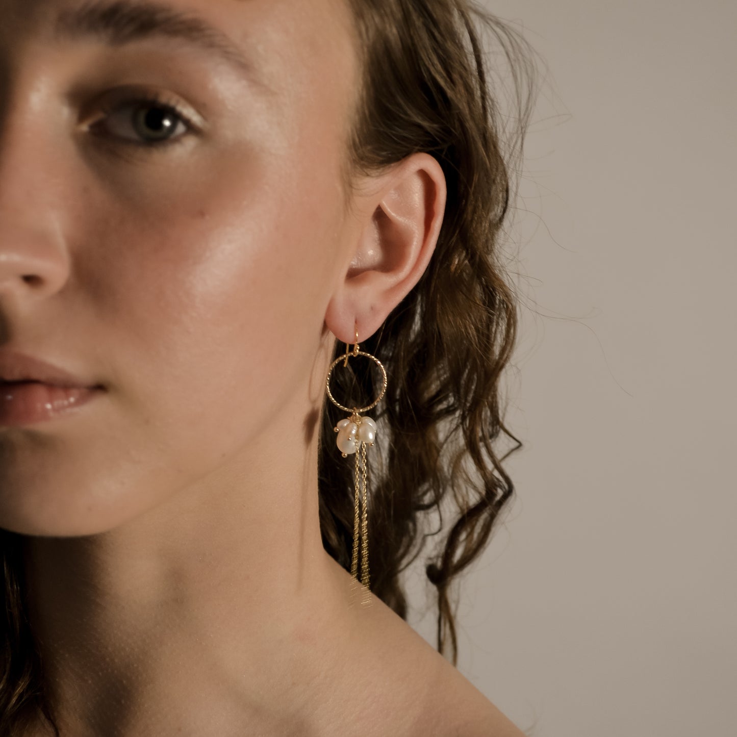 Arabella Pearl Cluster Chain Drop Earrings