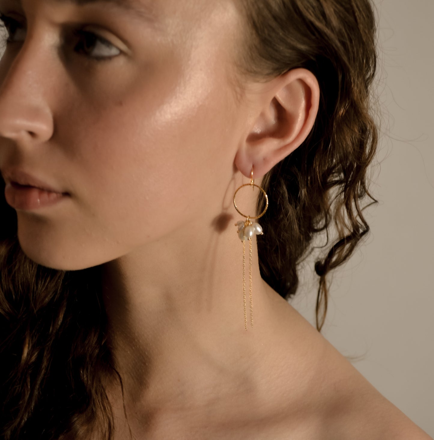 Arabella Pearl Cluster Chain Drop Earrings