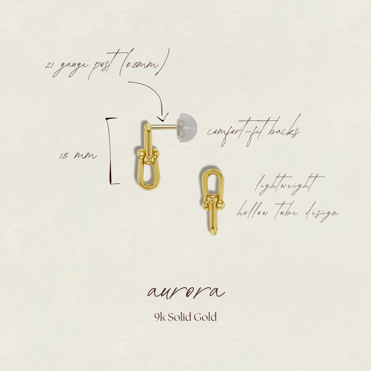 Aurora 9k Solid Gold Link Drop Earrings