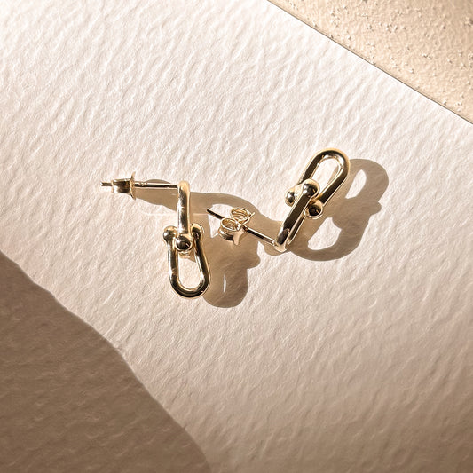 Aurora 9k Solid Gold Link Drop Earrings