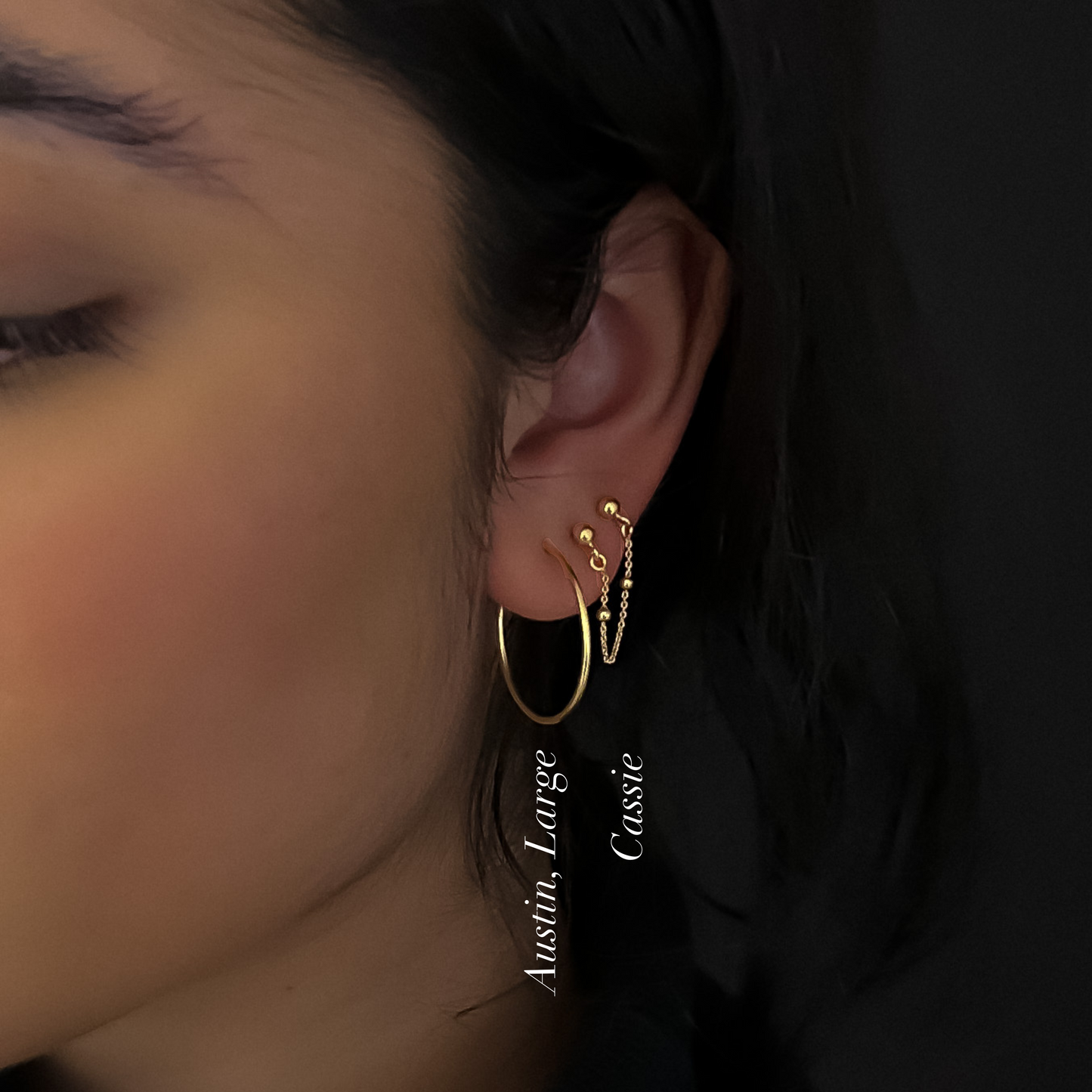 Cassie Gold Chain Drop Studs