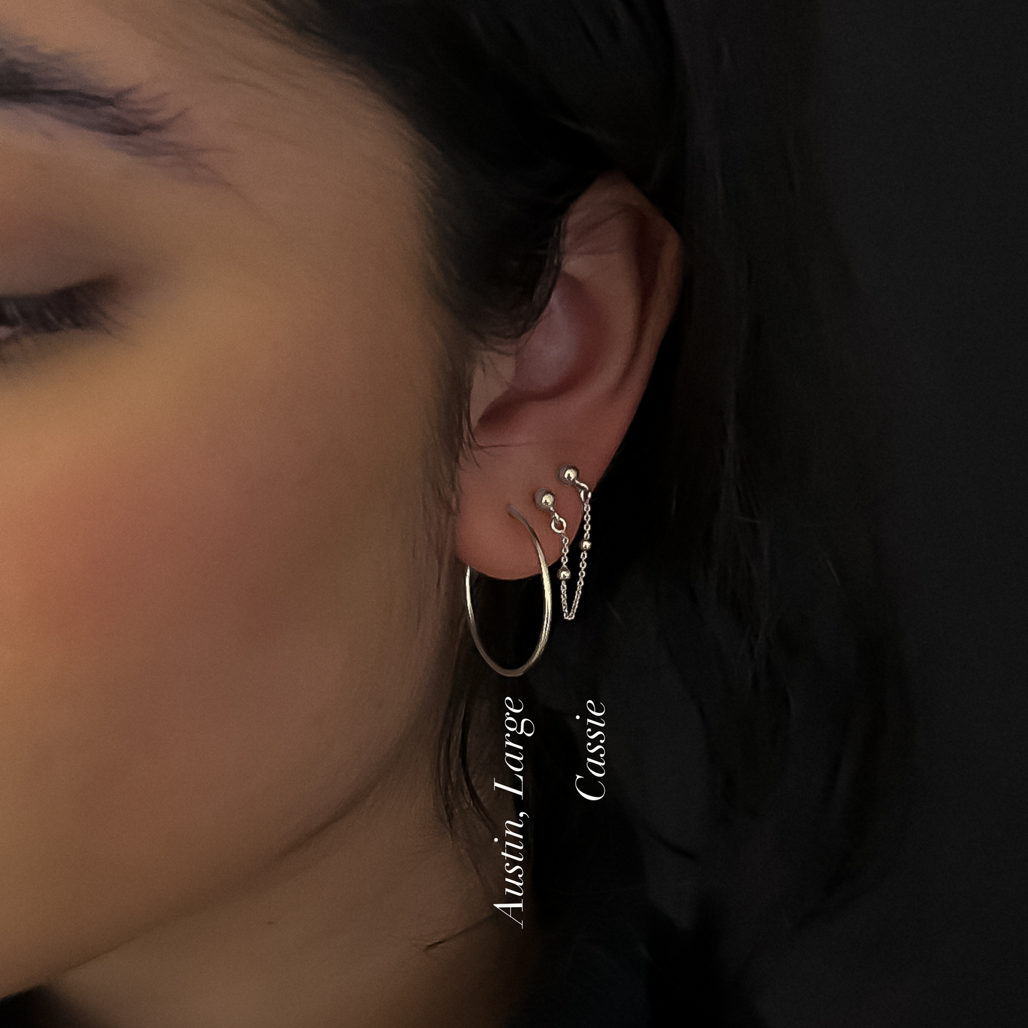 Cassie Silver Chain Drop Studs