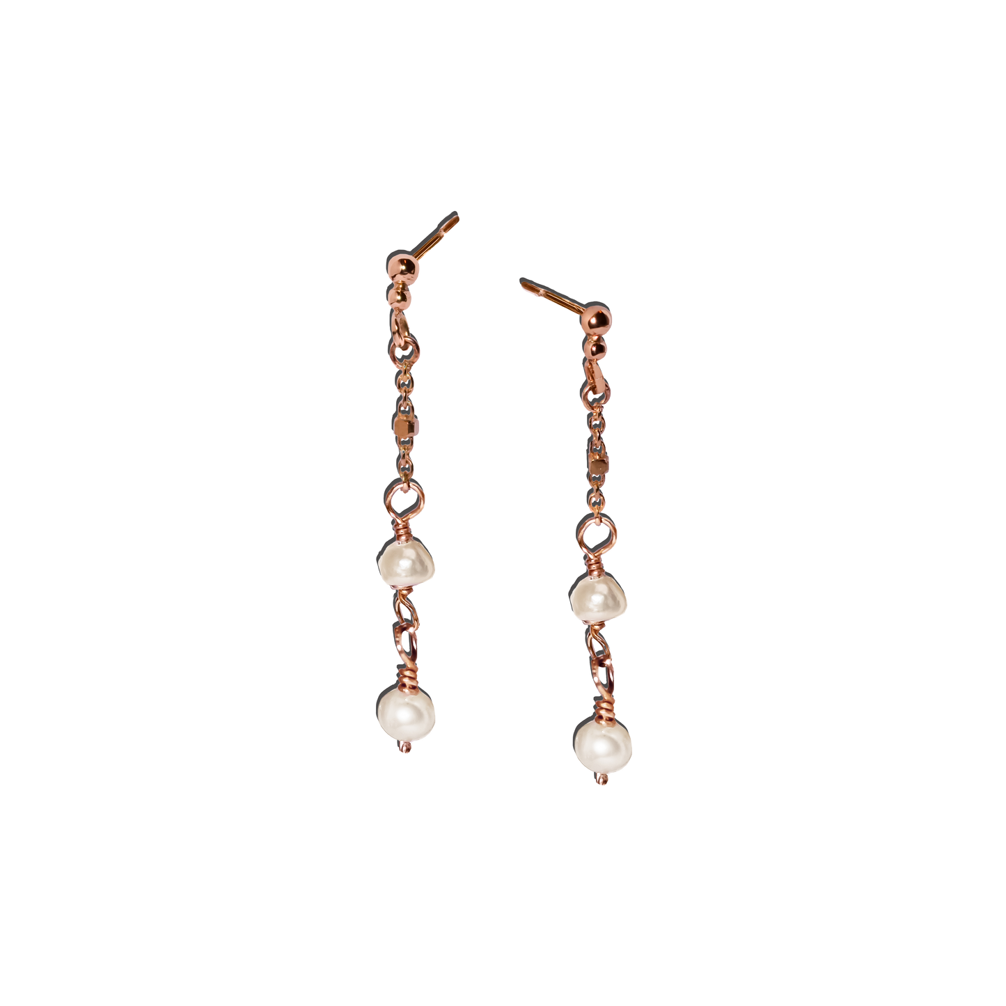 Bella Pearl Chain Drop Studs in Solid 9k Gold