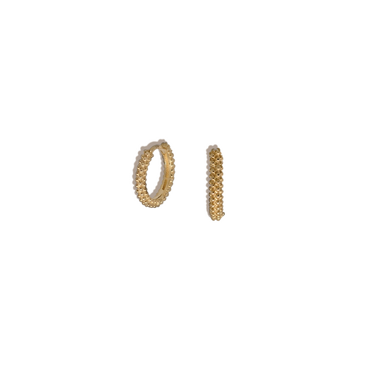 Brita Textured Solid 9k Gold Hoop Earrings