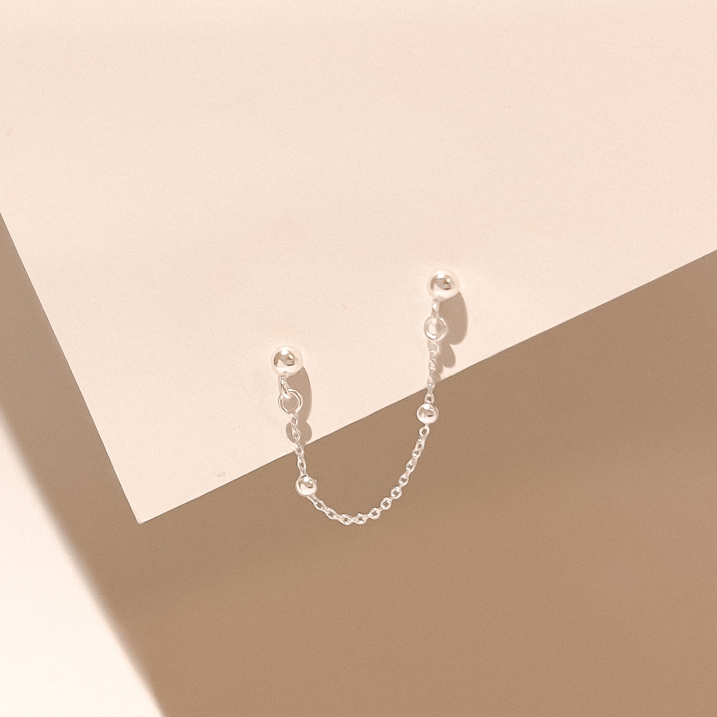 Cassie Silver Chain Drop Studs