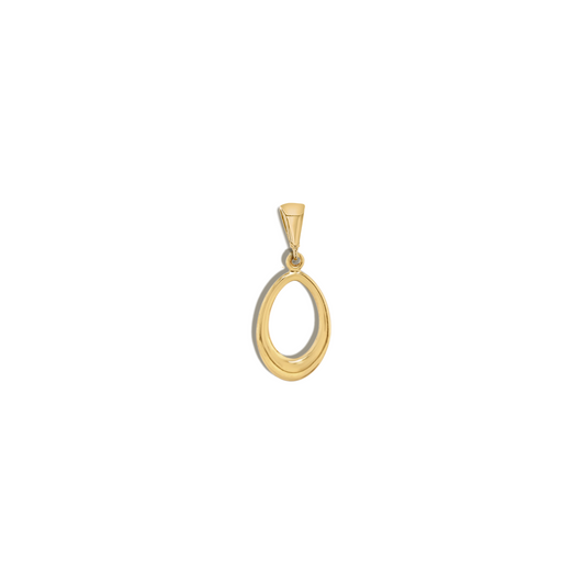 Oval Classic Minimalist Pendant - Ellipse Pendant in Solid 9k Yellow Gold