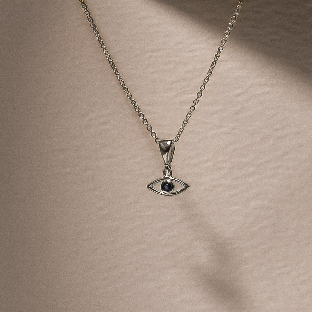 Solid 9k White Gold Evil-Eye Charm