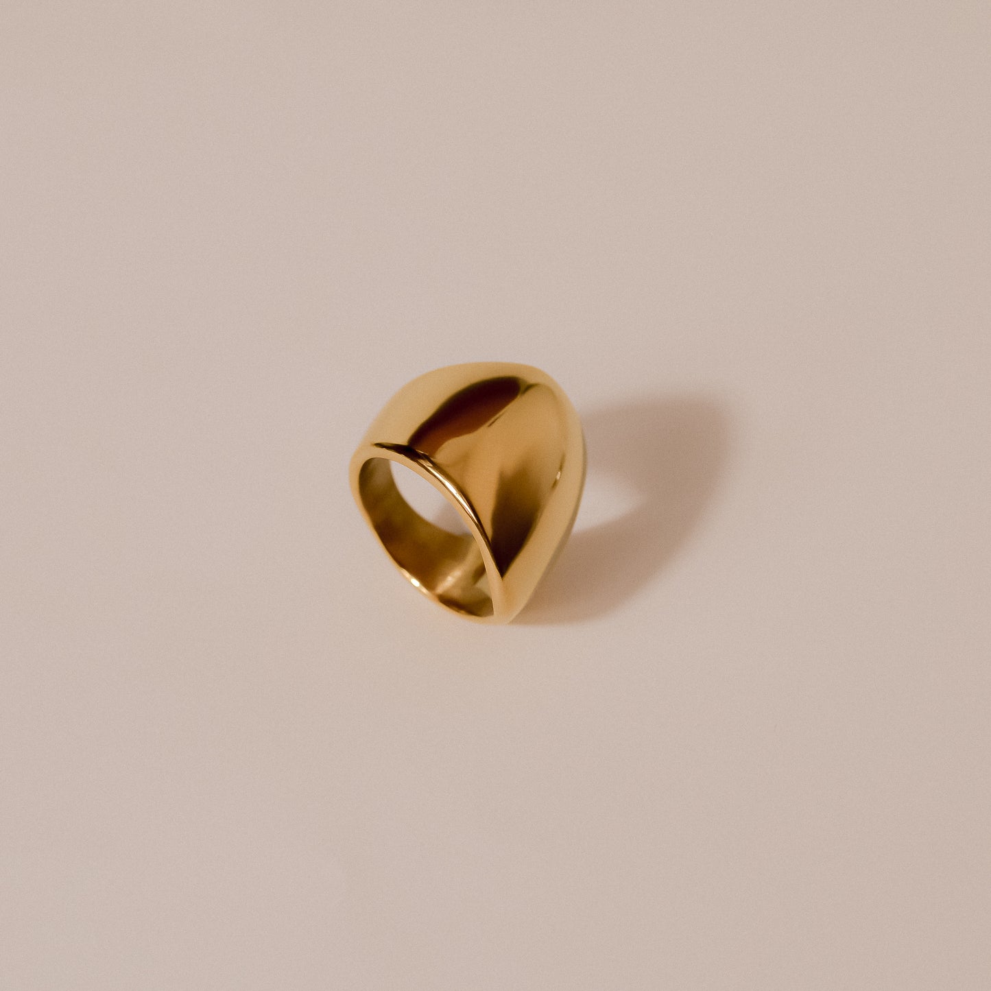 chunky gold formed ring, statement piece, tarnish resistant