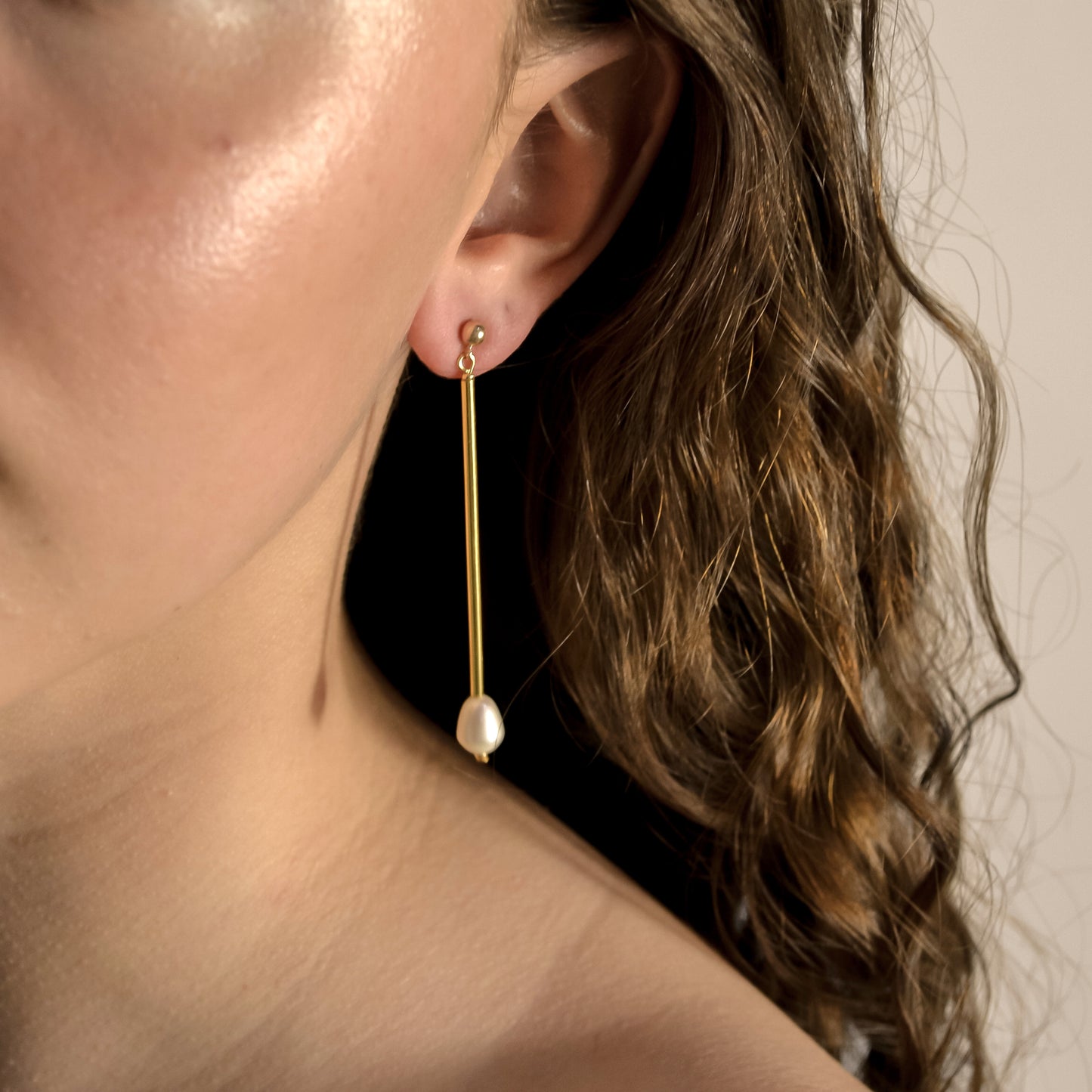 Freya Long Pearl Drop Earrings