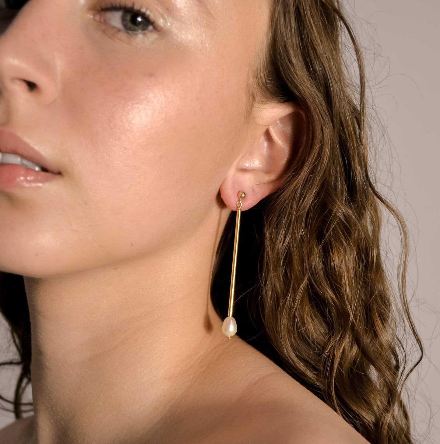 Freya Long Pearl Drop Earrings