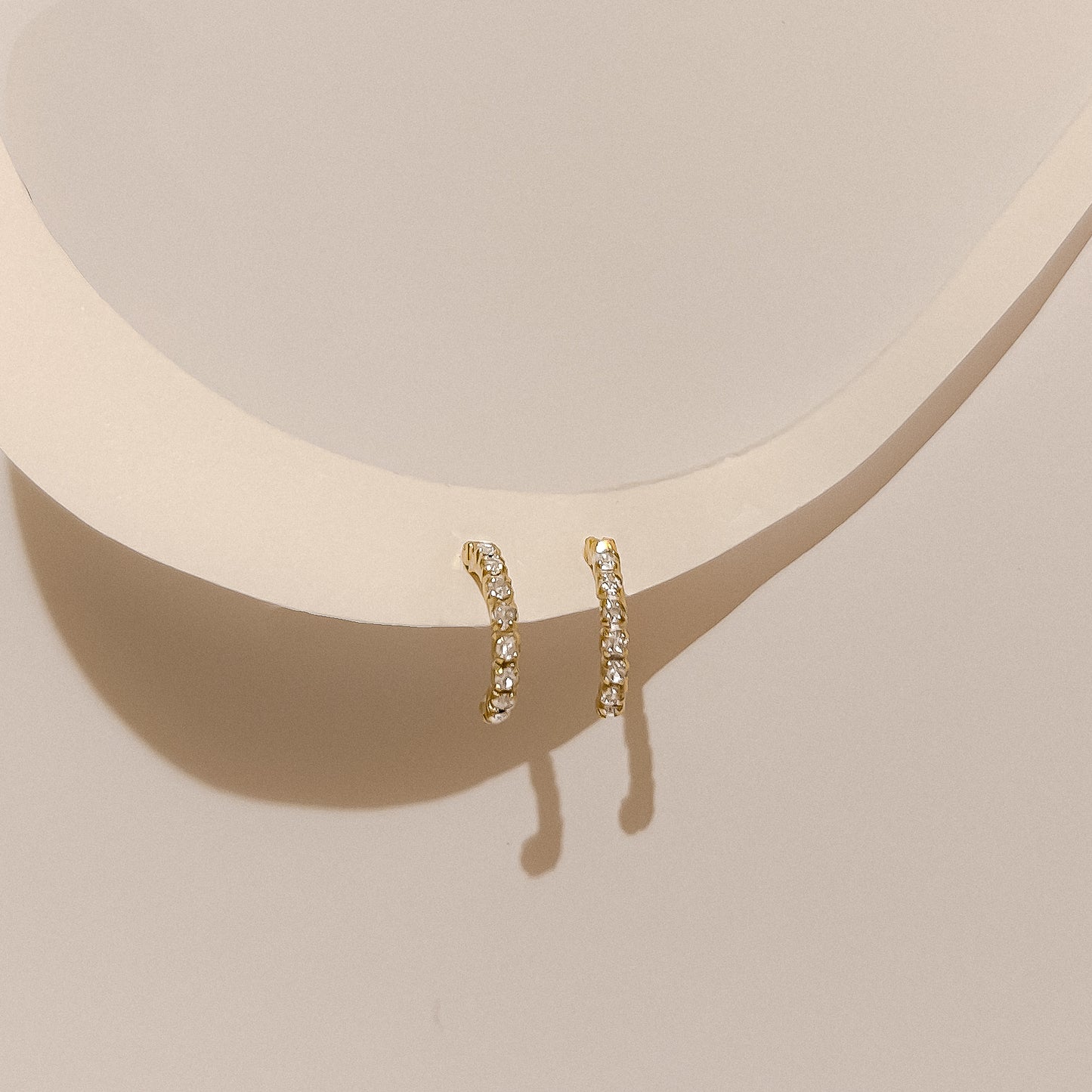 Disco Drops in Gold & CZ Semi Hoops in Crystal