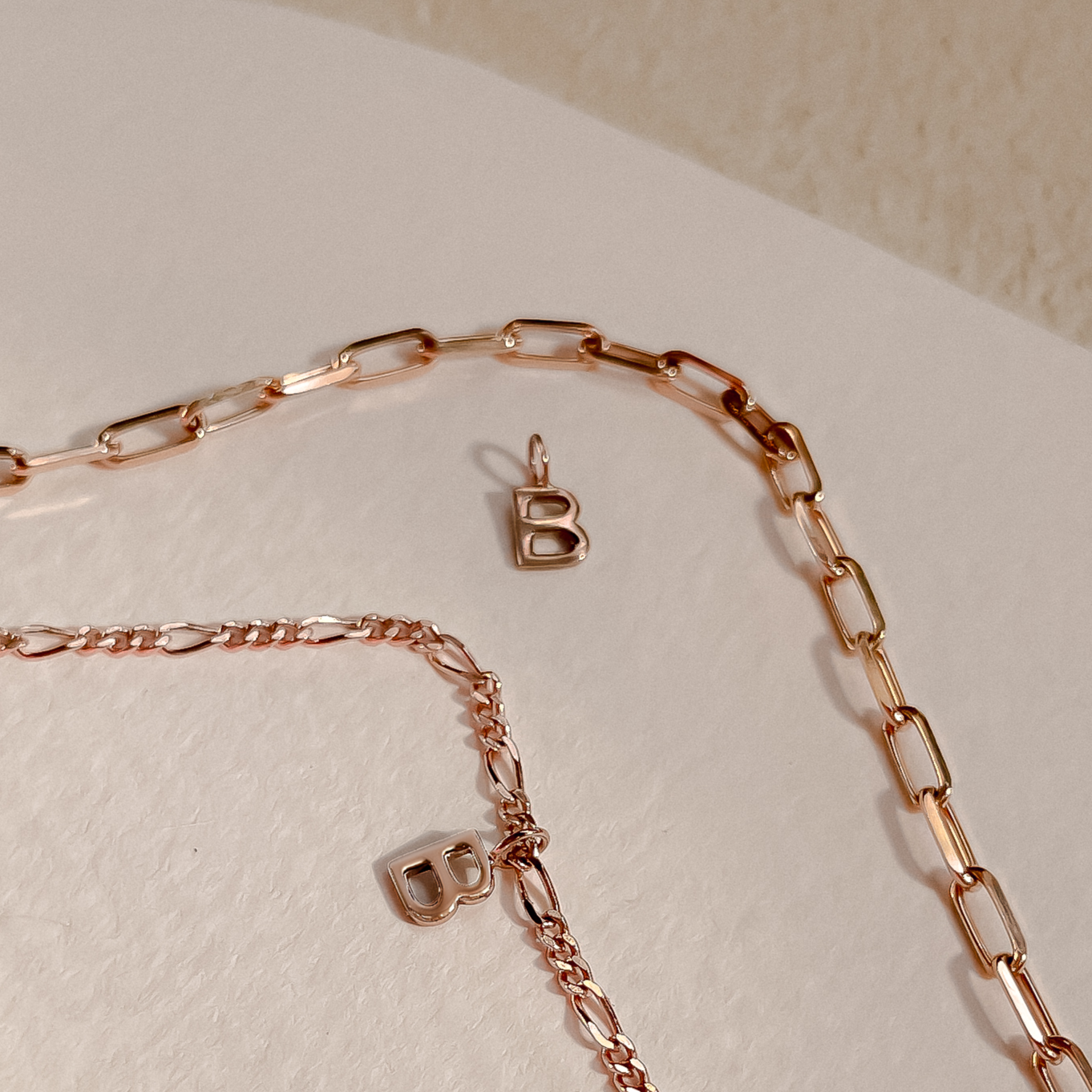 Micro Initial Charm in Solid 9k Rose Gold