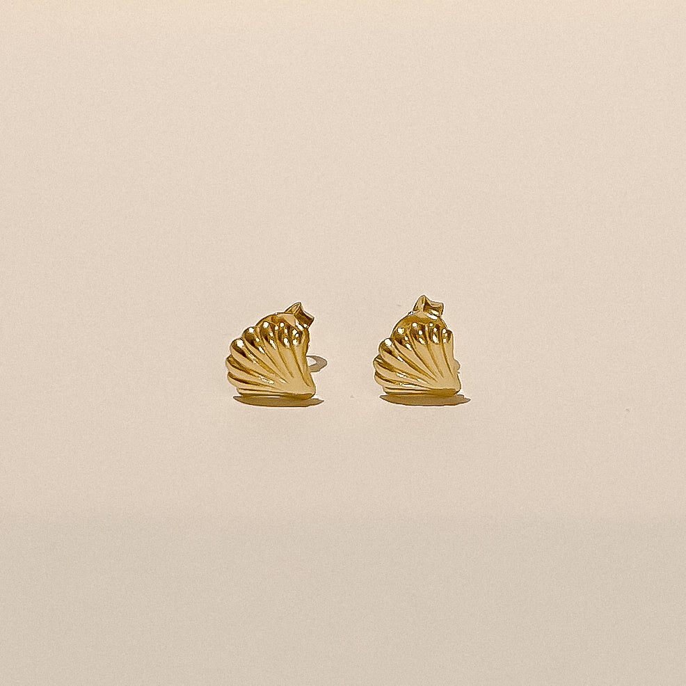 Malibu collection, gold seashell earrings, handmade
