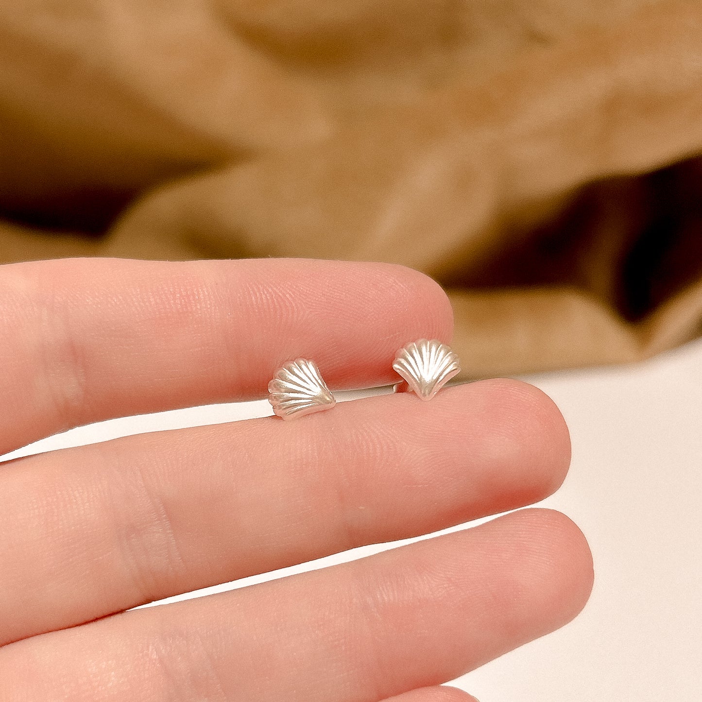 Malibu Silver Shell Studs