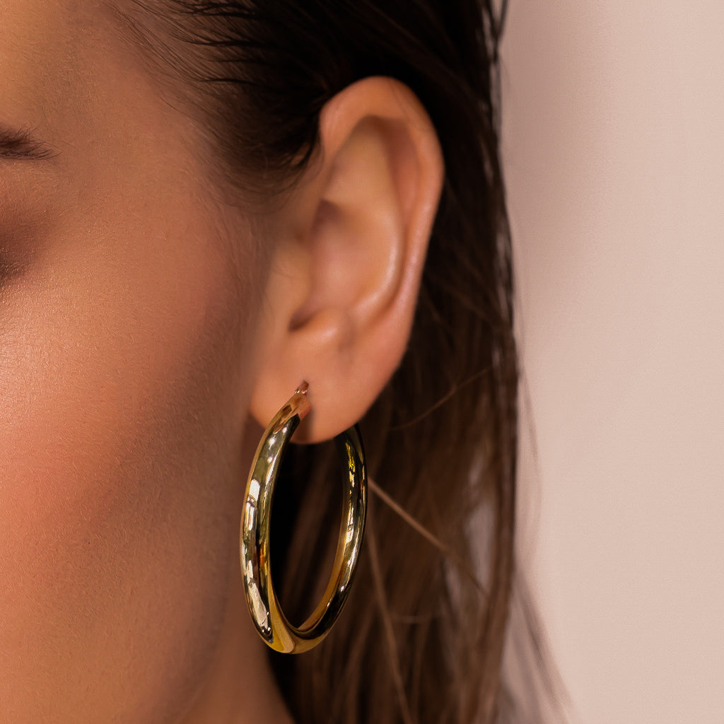 Marley Chunky Solid 9k Gold Hoop Earrings