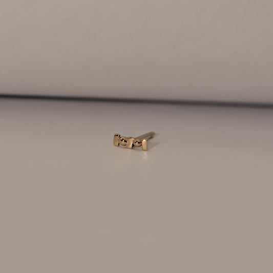 Dotted Bar Stud Earrings -  Morsecode Studs in 9k Solid Gold