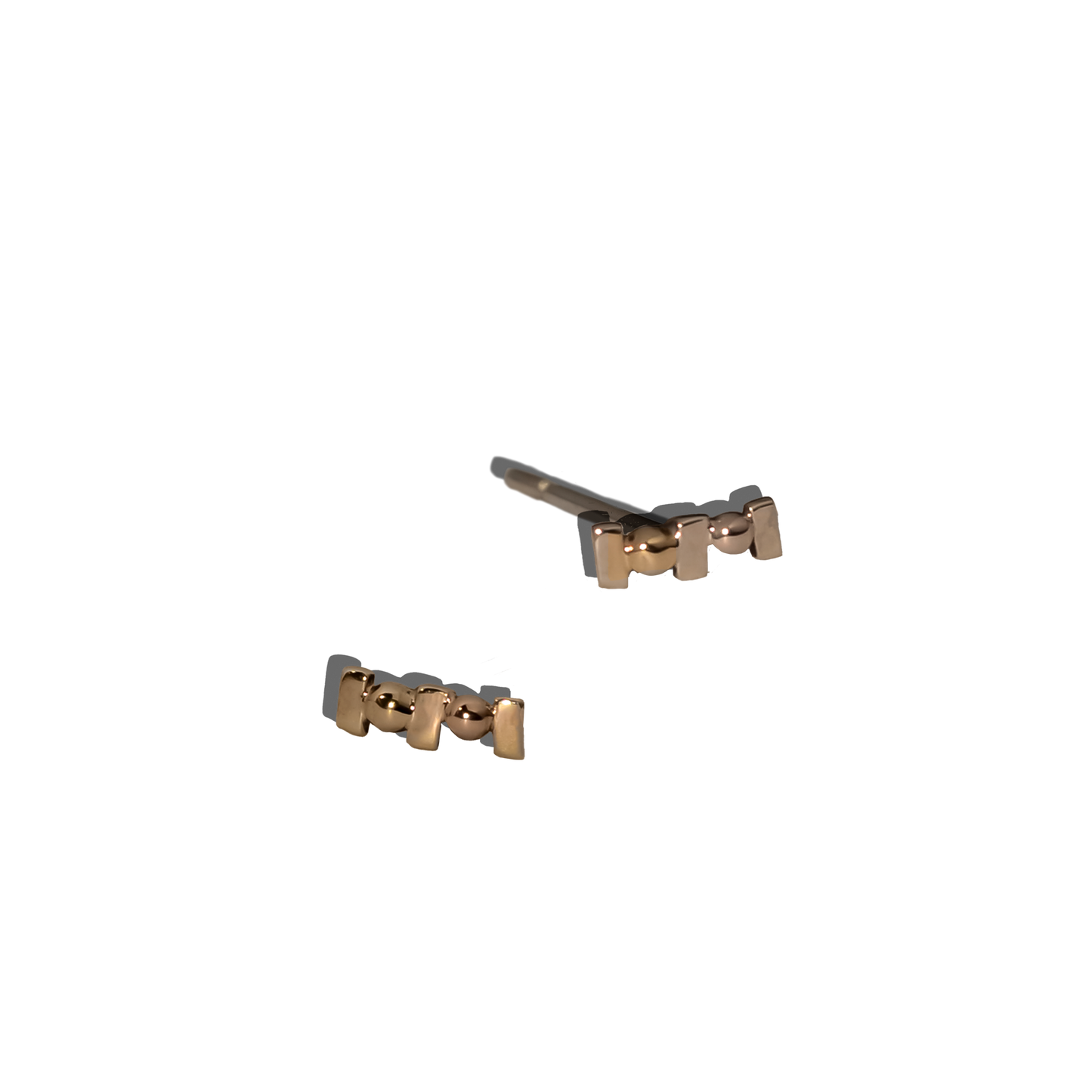 Dotted Bar Stud Earrings - Morsecode Studs in 9k Solid Gold