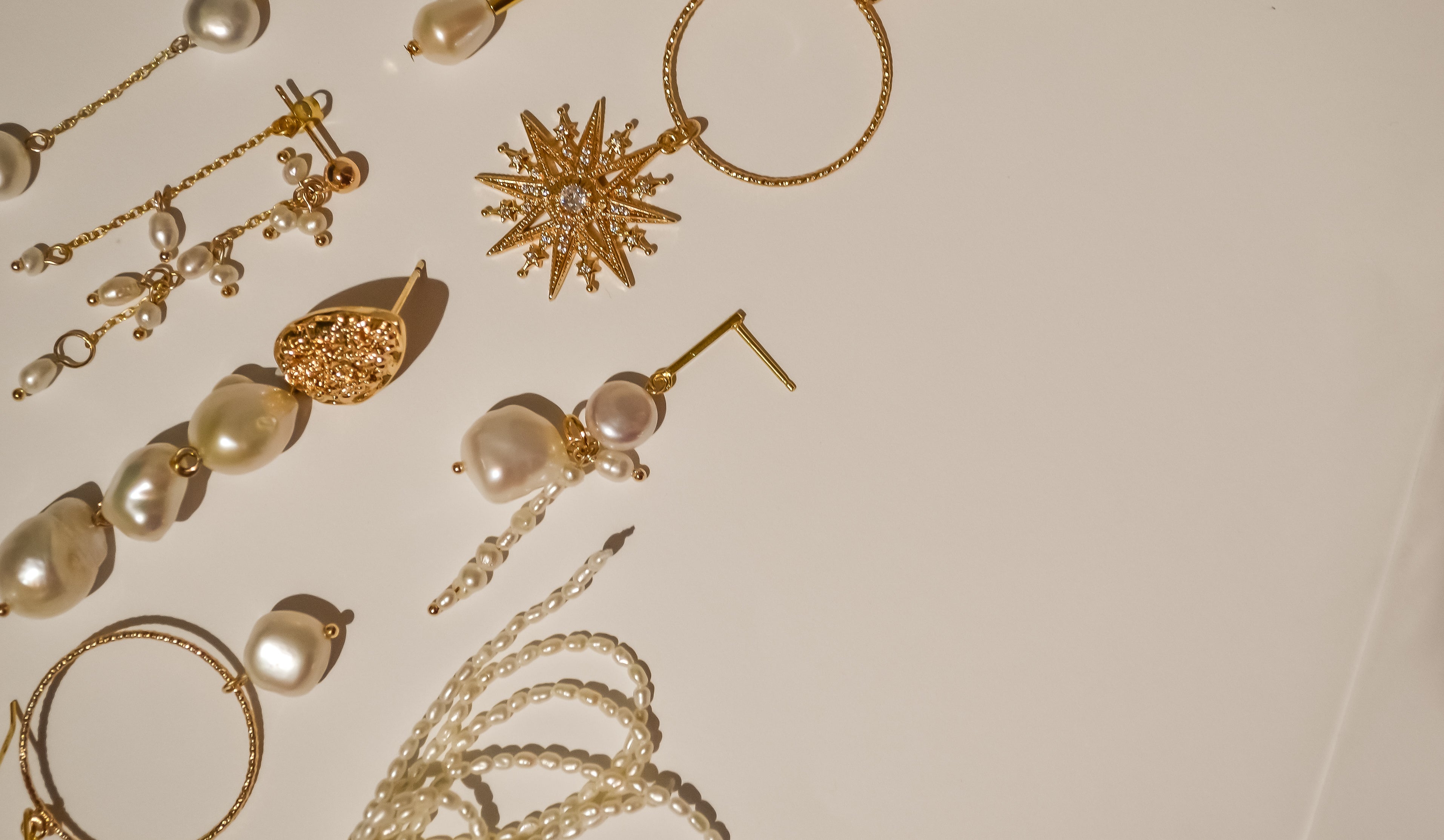 nights in white satin collection, luxury designer pearl earrings