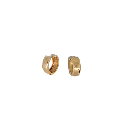 Thick Chunky Mini Huggy Hoops - Notion Hoop Earrings in Solid 9 Yellow Gold