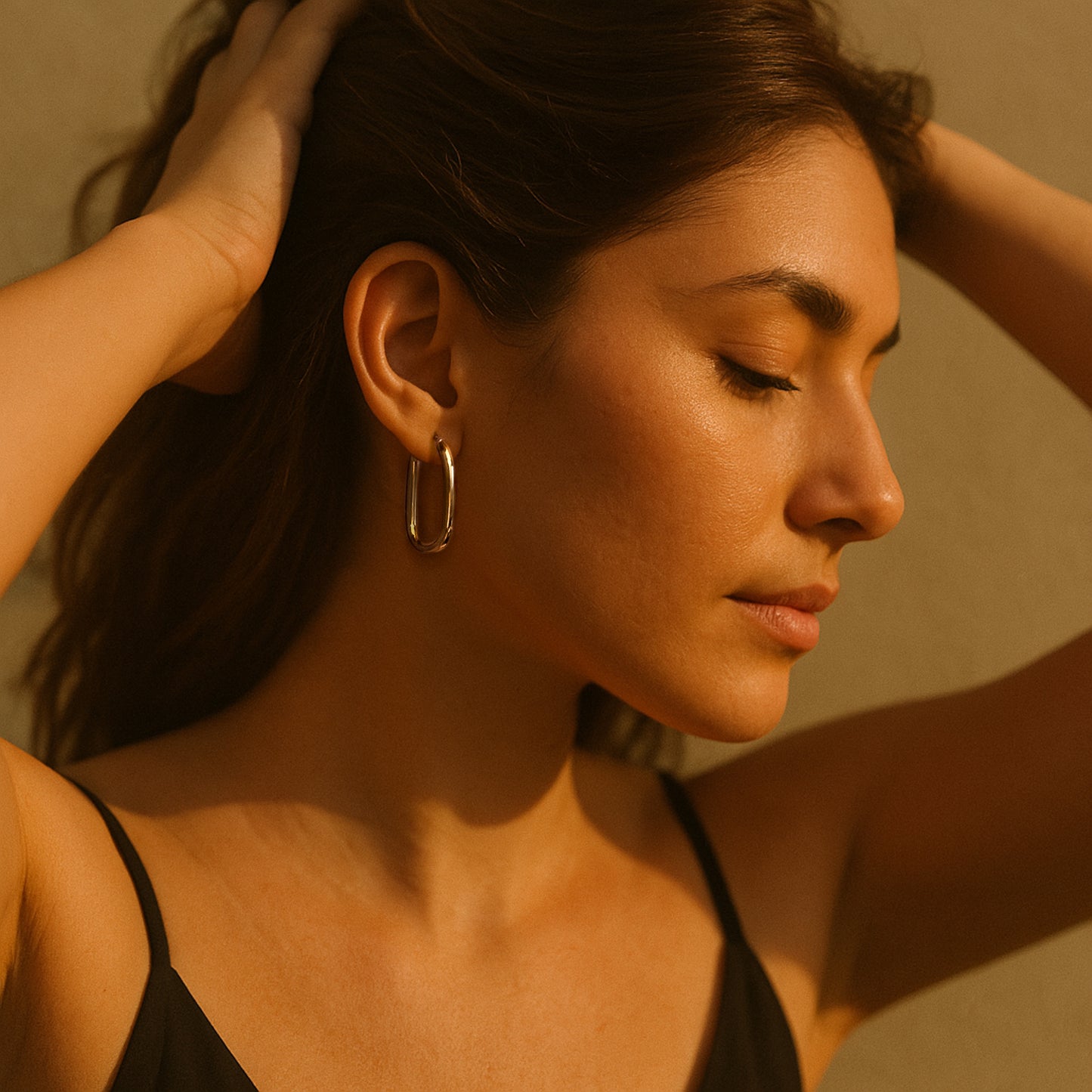 Payas Chunky Oval Gold Hoop Earrings