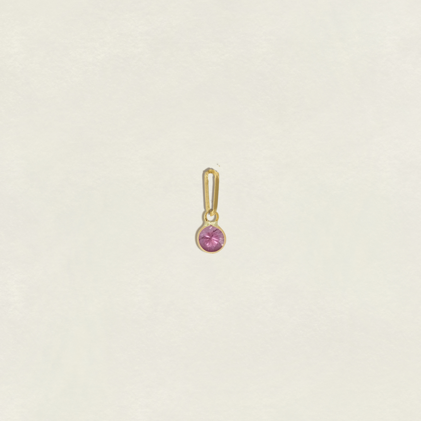 Pink Sapphire Charm Natural Round Bezel Set in 14k Yellow Gold