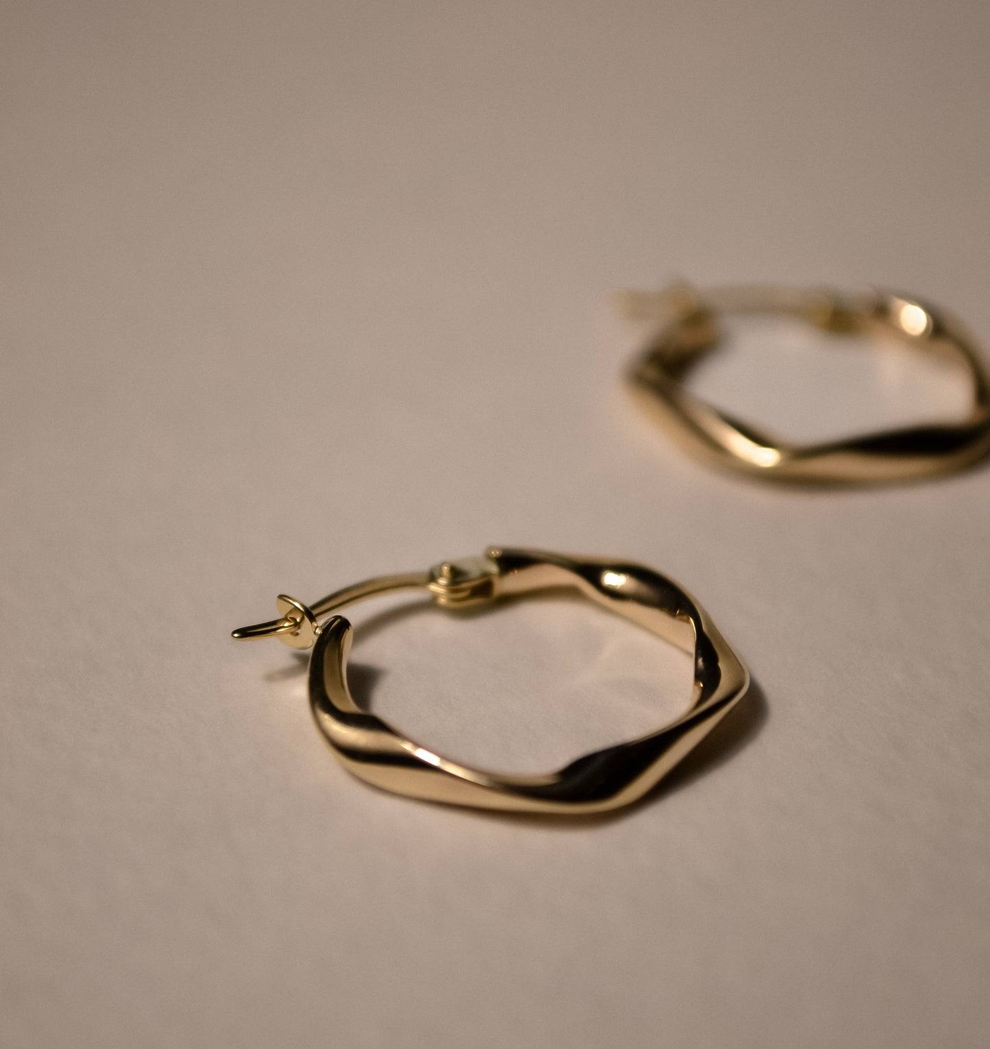 Solid 9k Gold Portray Hoop Earrings - Large