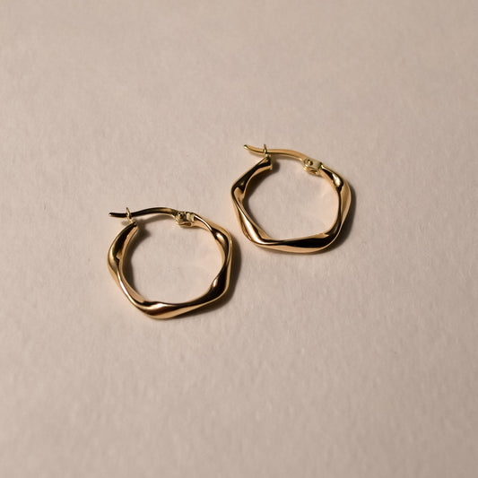 Solid 9k Gold Portray Hoop Earrings - Large