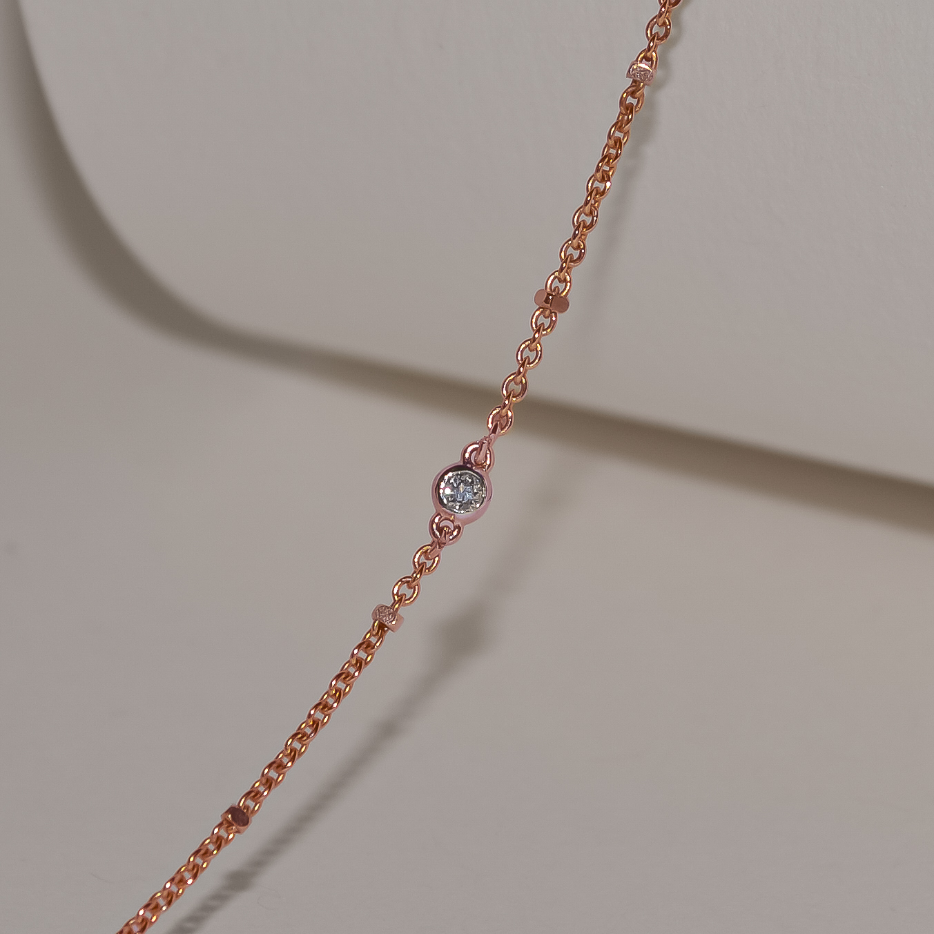 Single Accent Diamond Necklace In Solid 9k Rose Gold