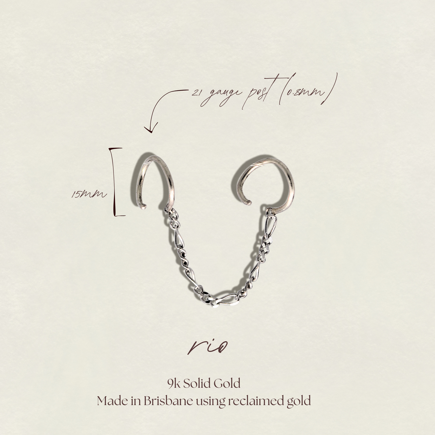Chain Ear Climber - Rio Chain Earring in 9k Solid Gold