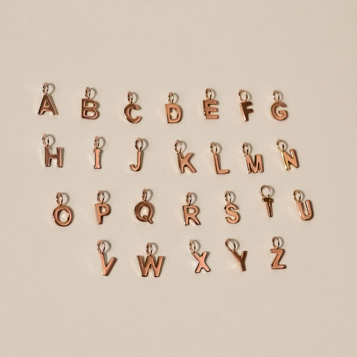 Micro Initial Charm in Solid 9k Rose Gold