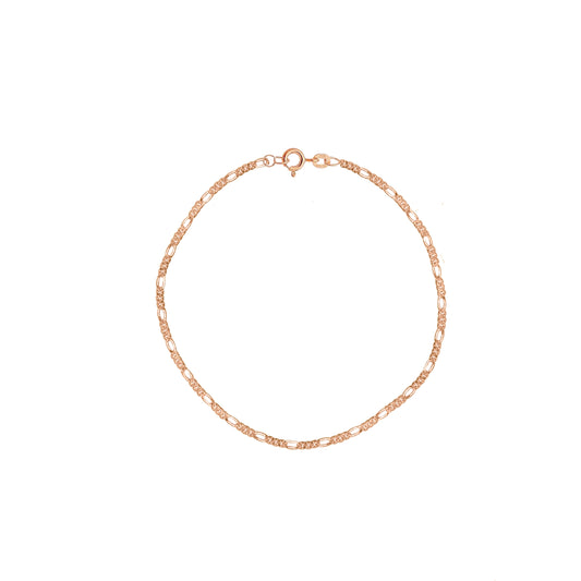 Fine Figaro Chain Bracelet in Solid 9k Rose Gold