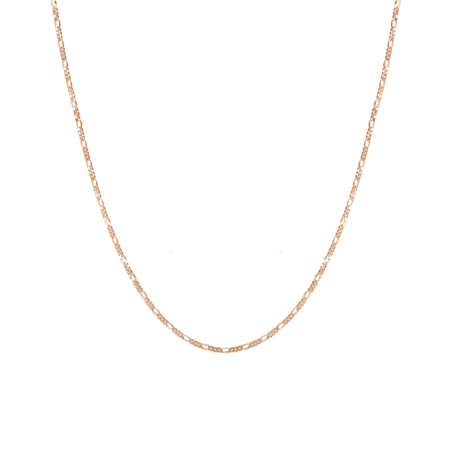 Fine Figaro Chain Necklace in Solid 9k Rose Gold