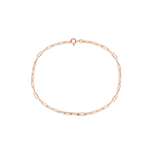 Fine Paperclip Chain Bracelet in Solid 9k Rose Gold