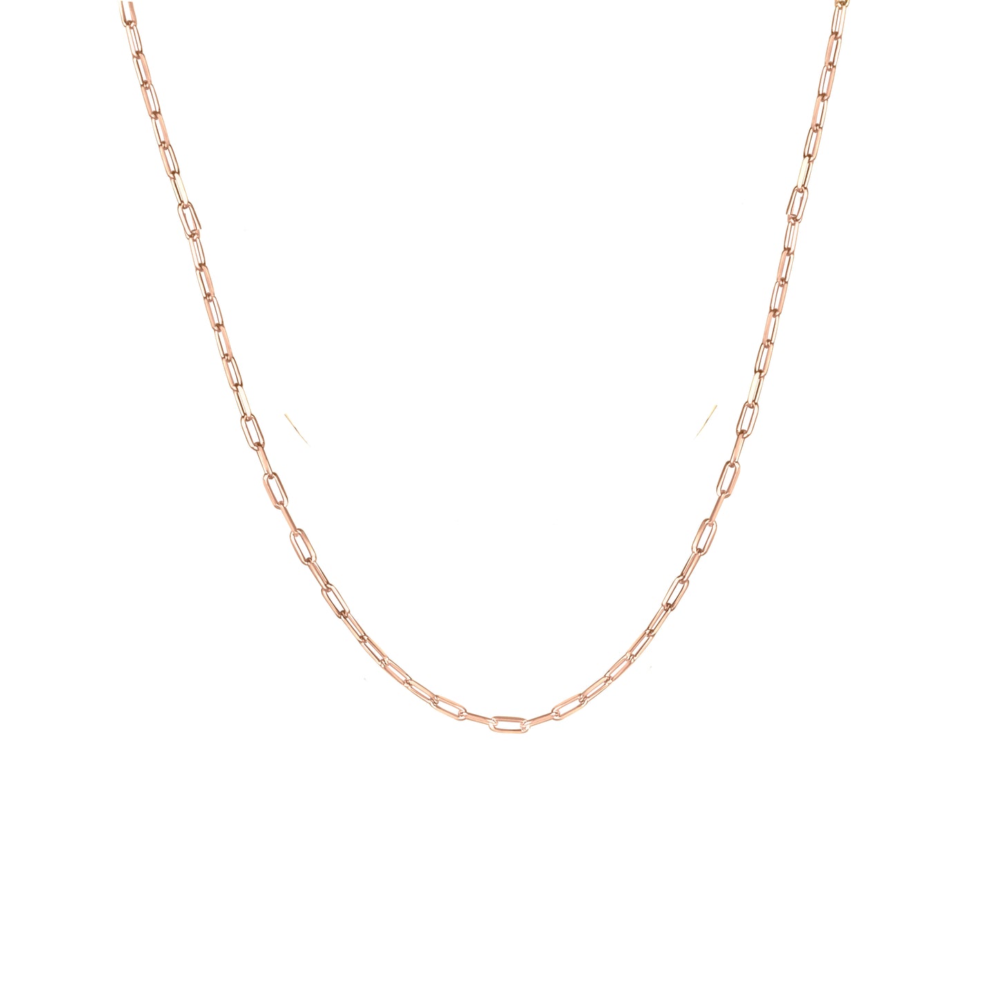 Fine Paperclip Chain Necklace in Solid 9k Rose Gold