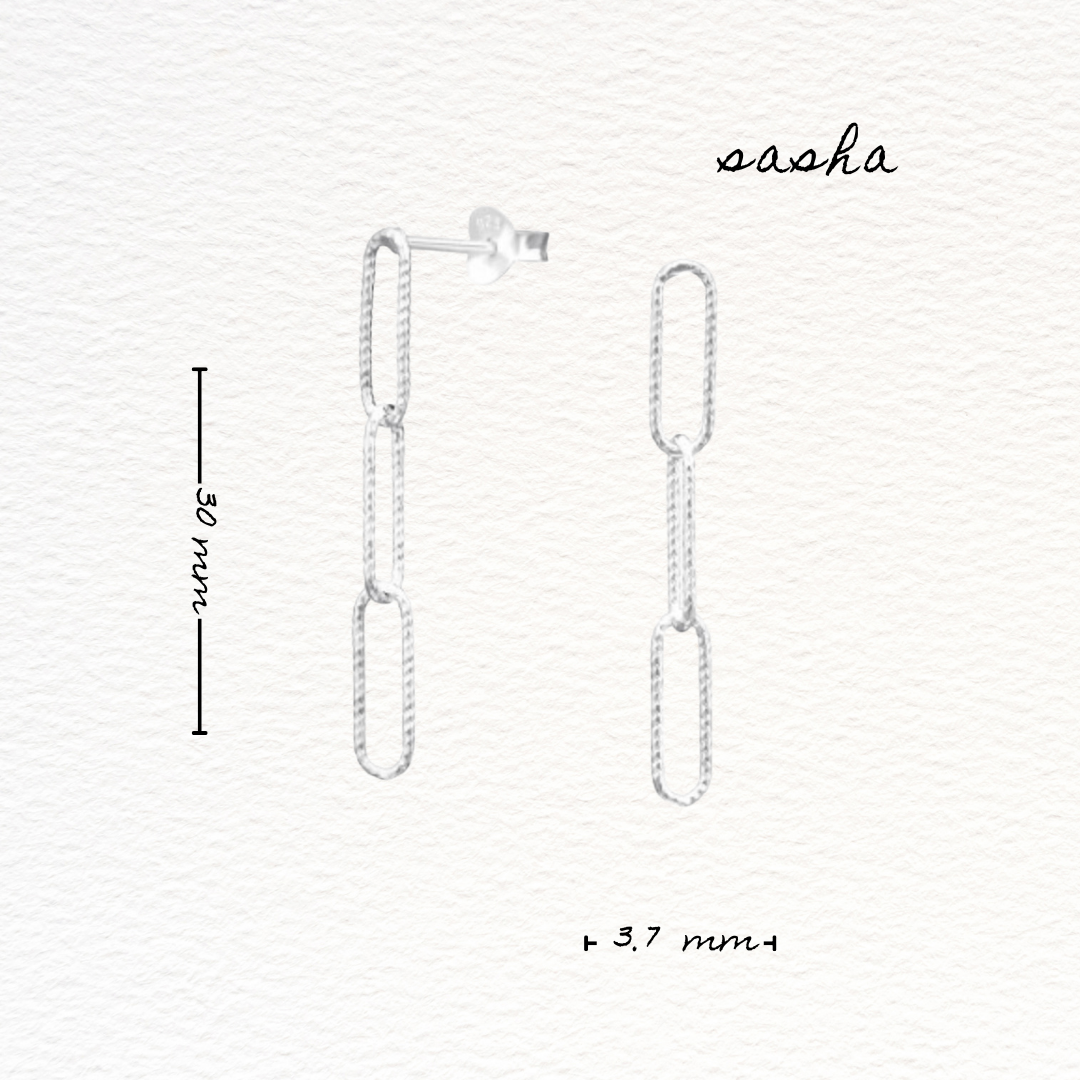 Sasha Silver Paperclip Stud Earrings