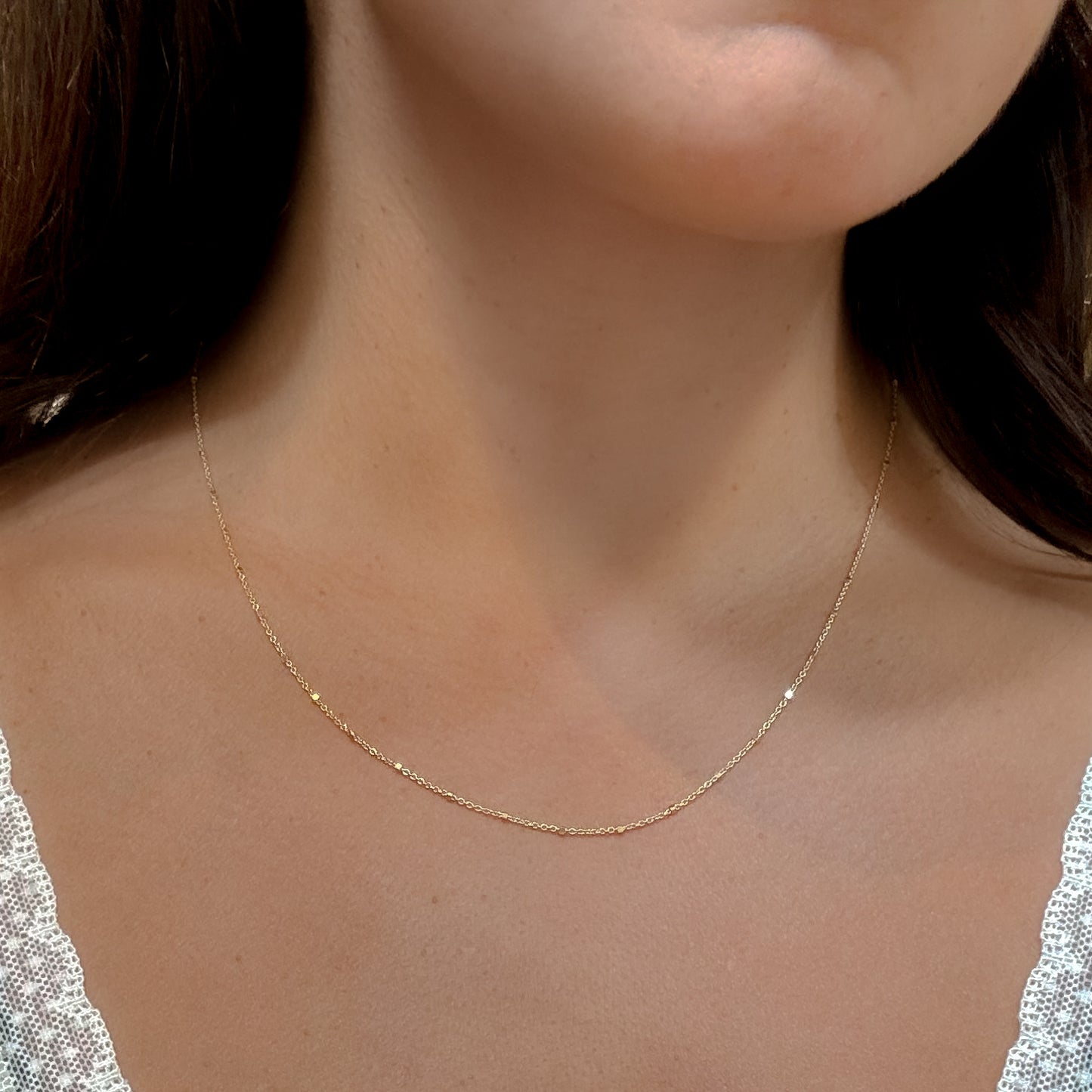 Satellite Chain Necklace in Solid 9k Yellow Gold