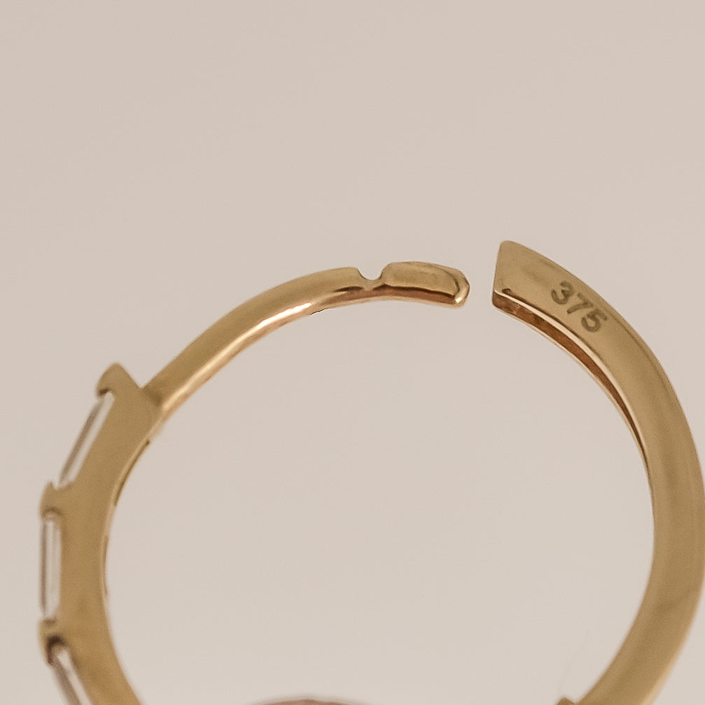 Solene Baguette Stone Solid 9k Gold Hoop Earrings