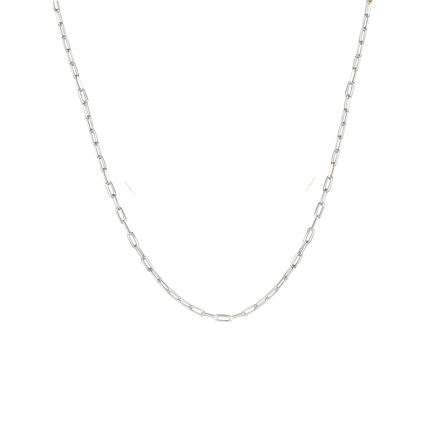 Fine Paperclip Chain Necklace in Solid 9k White Gold