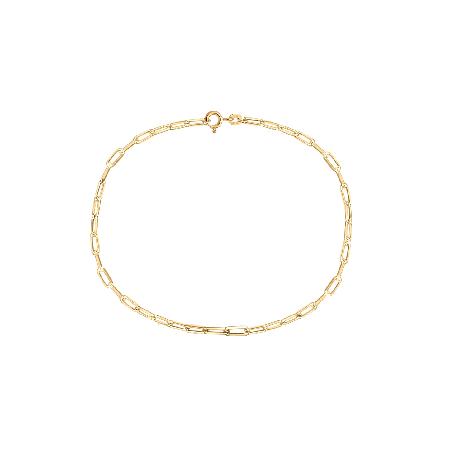 Fine Paperclip Chain Bracelet in Solid 9k Yellow Gold