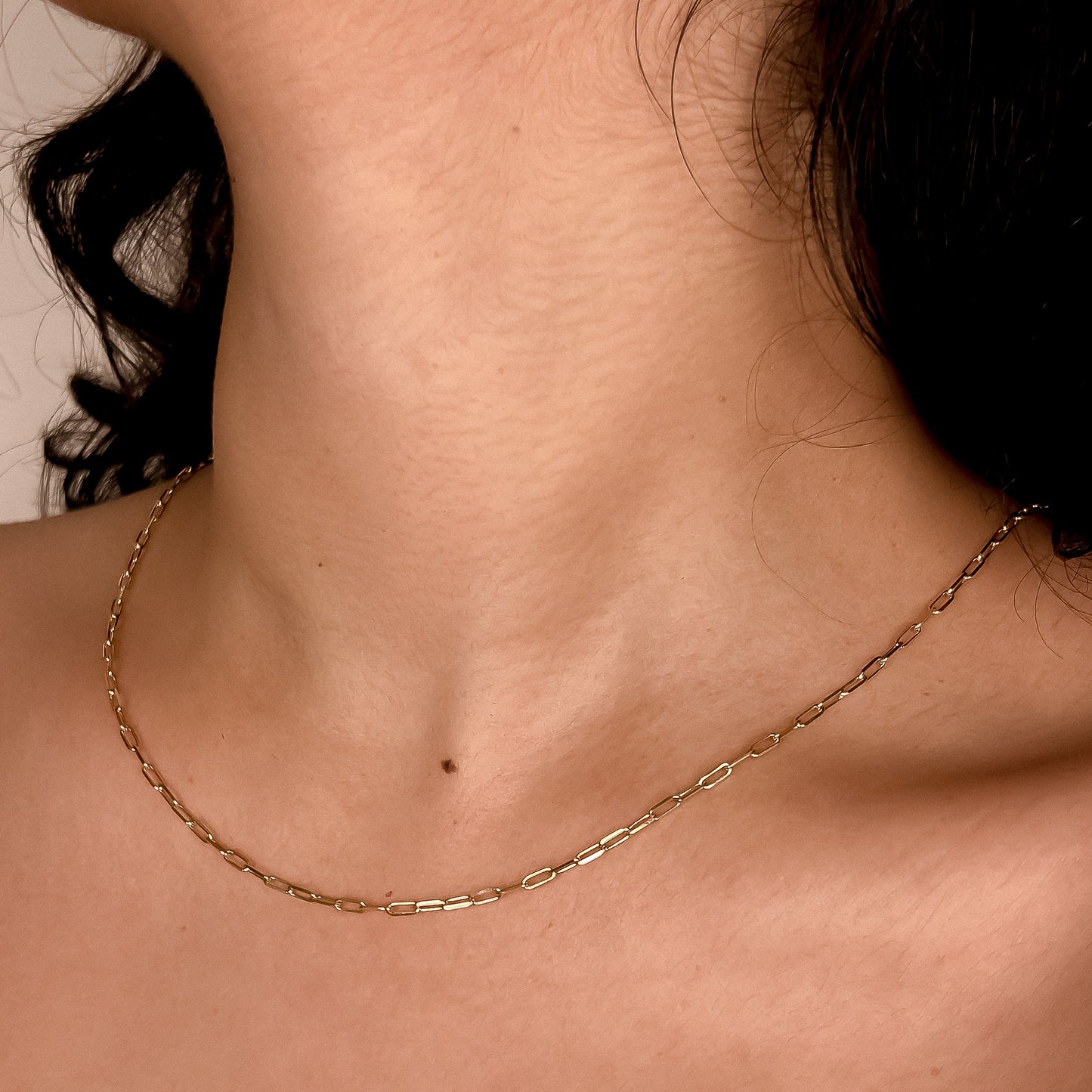 Fine Paperclip Chain Necklace in Solid 9k Yellow Gold