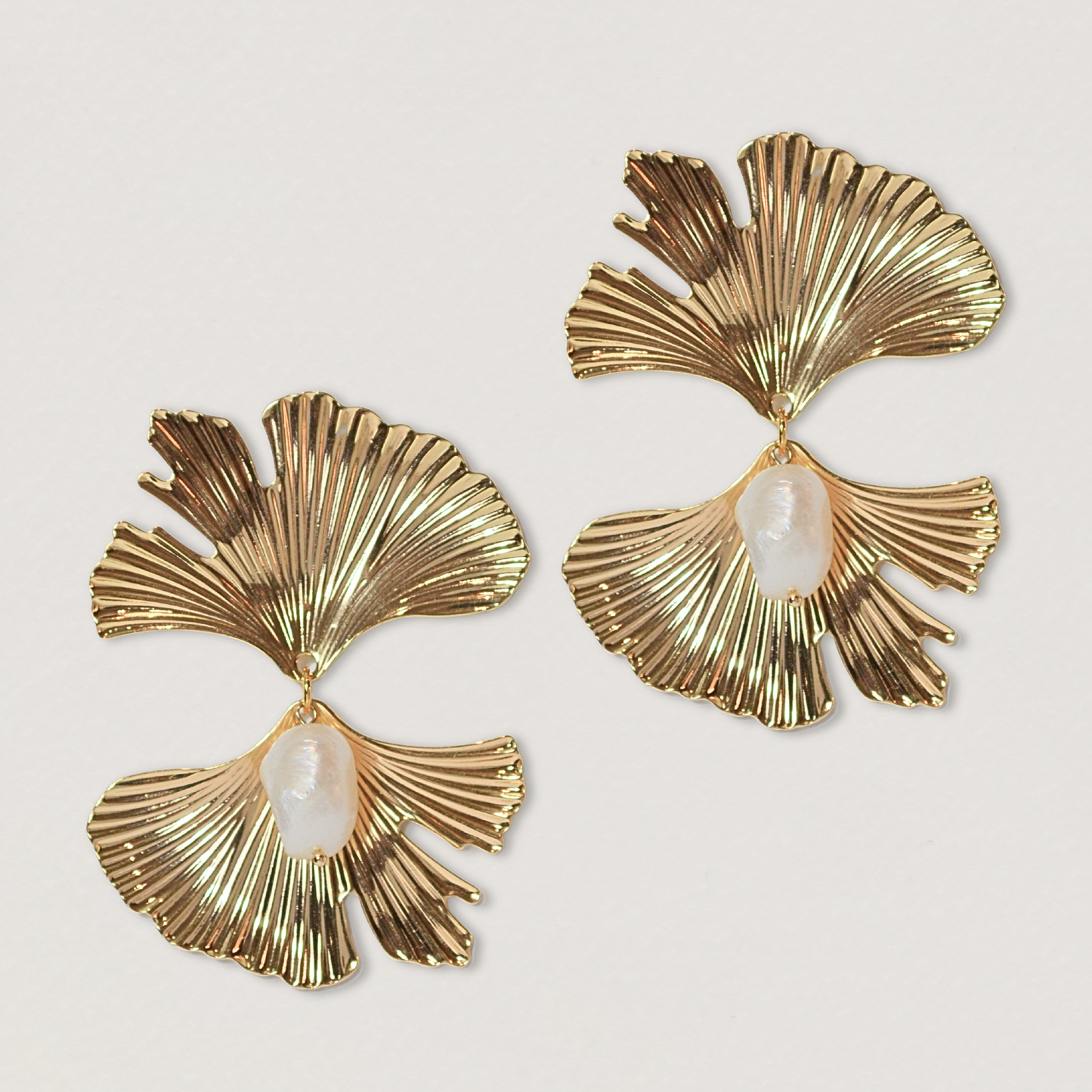 bold elegant wedding gold earrings with single cluster of pearl, designer, handmade 