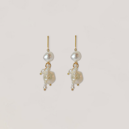 popular imogen cluster gold  pearl earrings with bar stud 