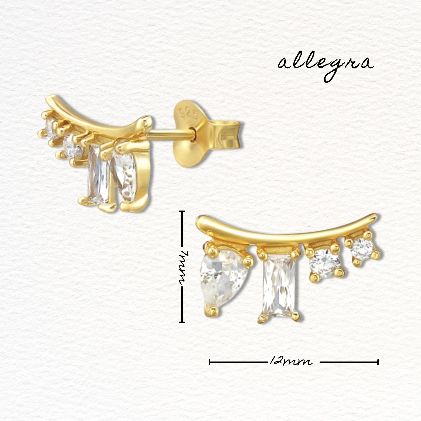 Allegra Studs in Gold & CZ