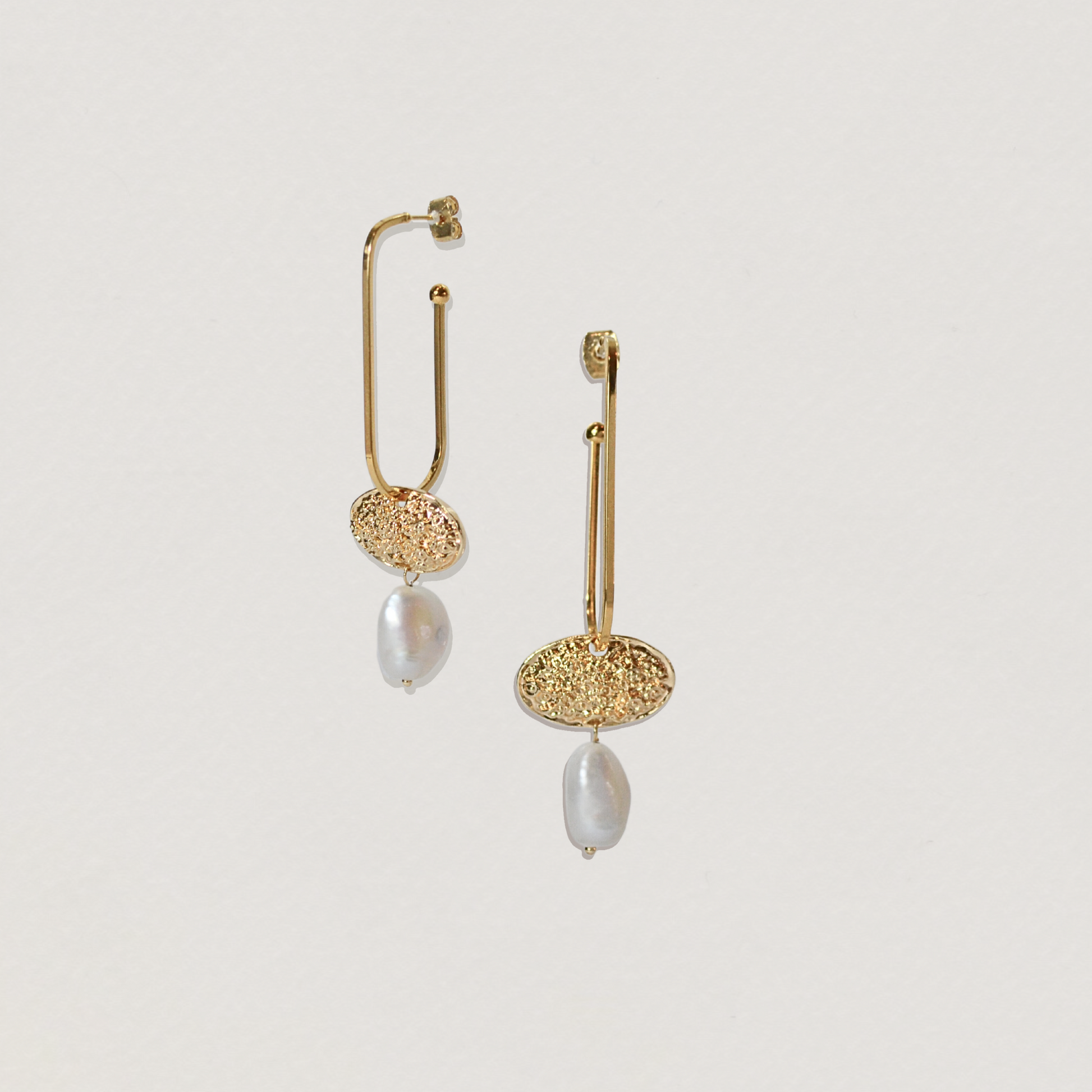 Wedding pearl earrings, drop gold and pearl