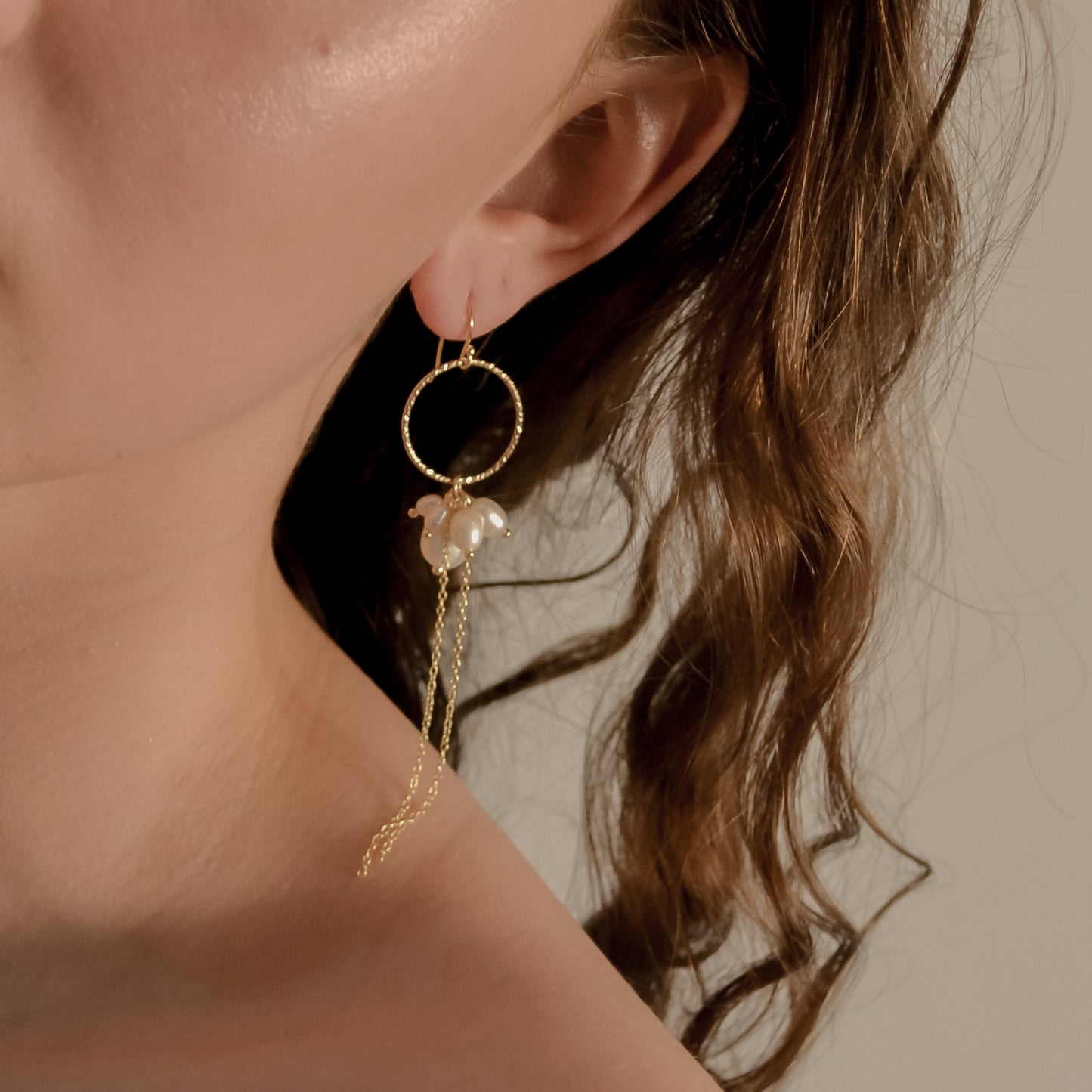 Arabella Pearl Cluster Chain Drop Earrings